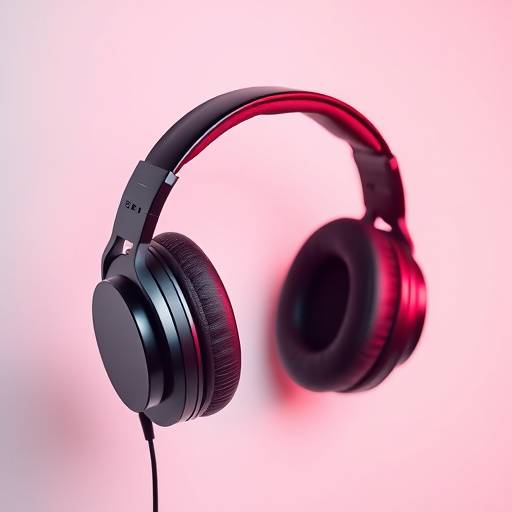 Icono de diseño de sonido: auriculares y ondas sonoras.